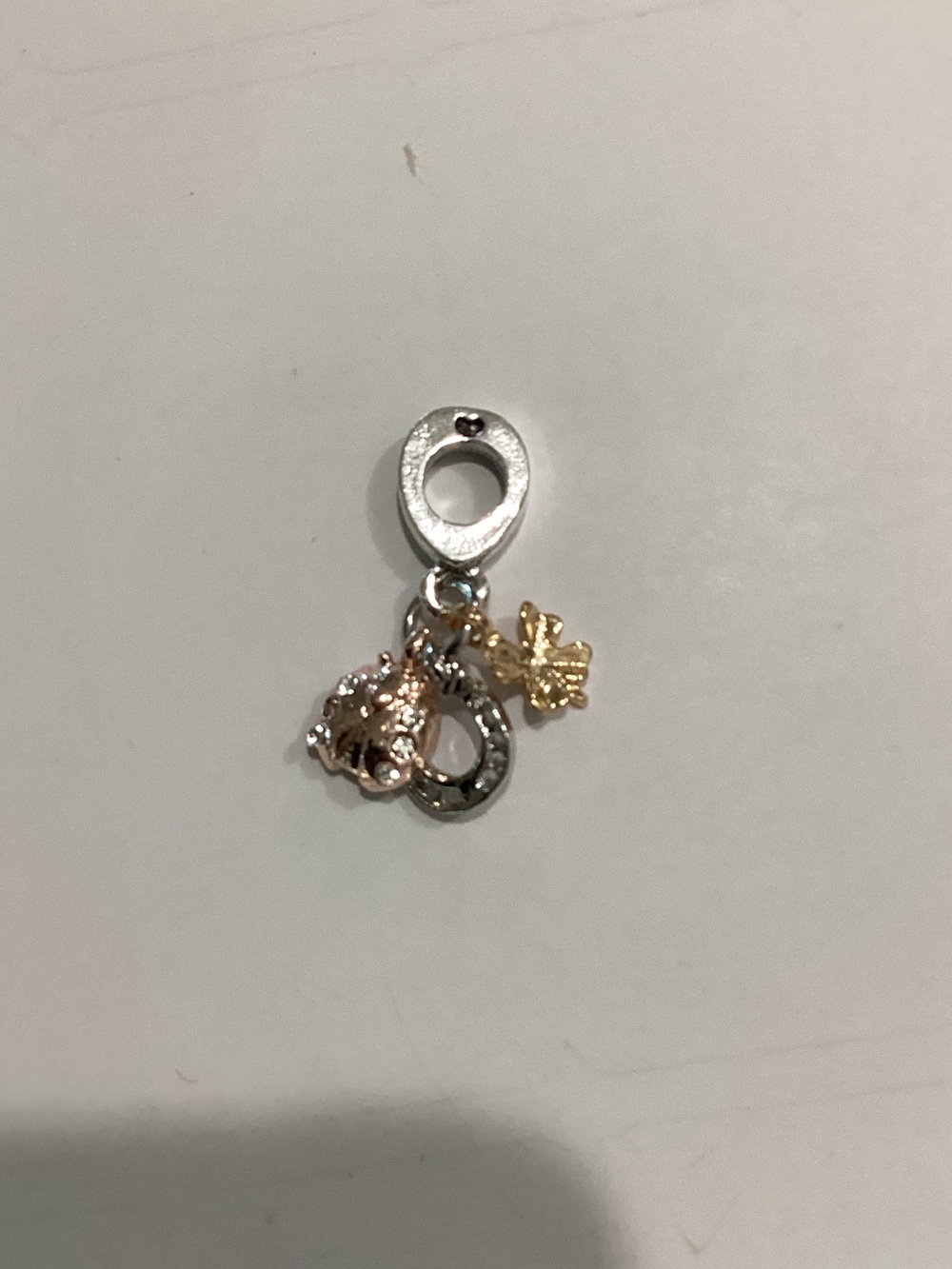 Mixed Metal Lucky Clover and Animal Charm Pendant - Silver, Gold, Rose Gold